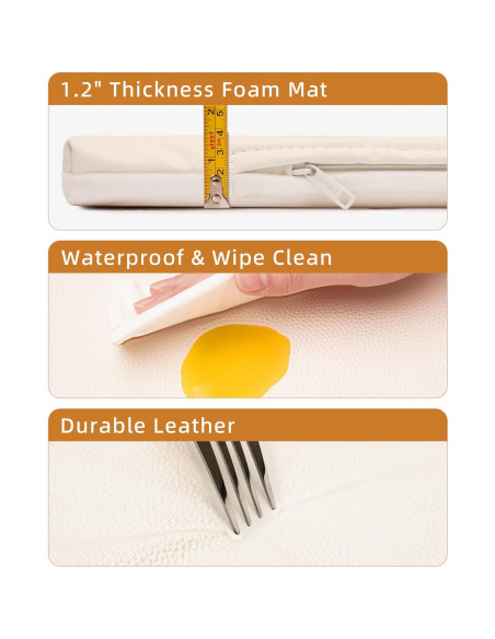 Alfombra de Juego Acolchada 127x127 cm Franela PU Beige