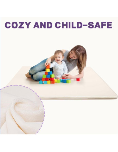 Alfombra de Juego Acolchada 127x127 cm Franela PU Beige