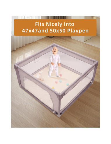 Alfombra de Juego Acolchada 127x127 cm Franela PU Beige