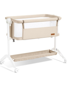 Cuna Lateral Portátil Taylengrow Beige con Colchón Lavable 2