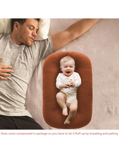 Cojín para Bebés Loevin Café 75x45 cm Lavable y Portátil