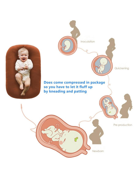 Cojín para Bebés Loevin Café 75x45 cm Lavable y Portátil