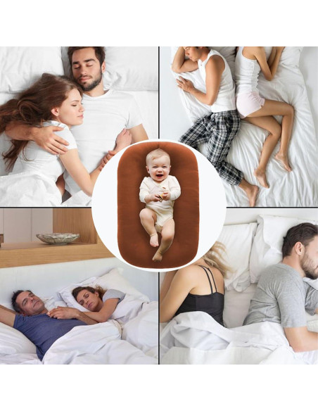 Cojín para Bebés Loevin Café 75x45 cm Lavable y Portátil
