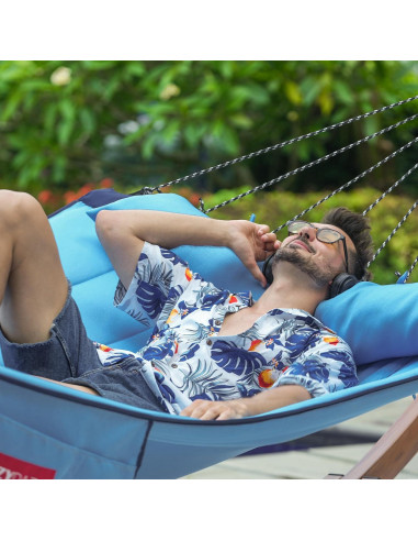 Hamaca Acolchada Doble Lazy Daze 3.66m Azul con Almohada