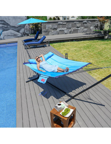 Hamaca Acolchada Doble Lazy Daze 3.66m Azul con Almohada