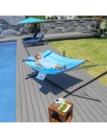 Hamaca Acolchada Doble Lazy Daze 3.66m Azul con Almohada