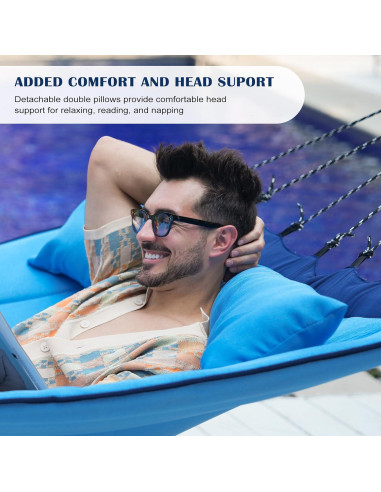 Hamaca Acolchada Doble Lazy Daze 3.66m Azul con Almohada