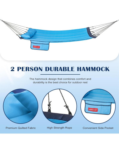Hamaca Acolchada Doble Lazy Daze 3.66m Azul con Almohada