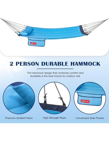 Hamaca Acolchada Doble Lazy Daze 3.66m Azul con Almohada