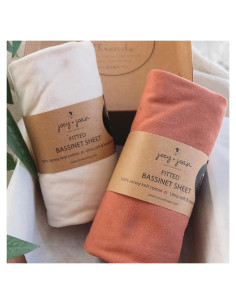 Sábanas para Cuna Joey + Joan 100% Algodón Beige y Oxido - 2 Piezas