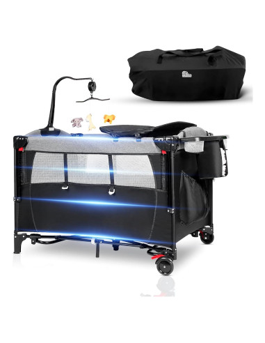 Cuna 5 en 1 Portátil Kite Baby - Cambiador, Parque Infantil, Colchón