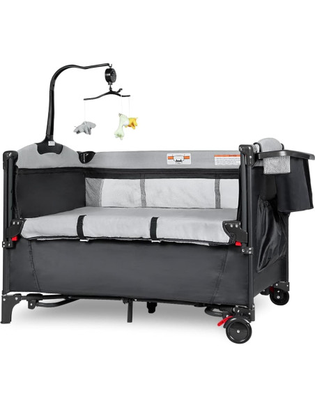 Cuna 5 en 1 Portátil Kite Baby - Cambiador, Parque Infantil, Colchón