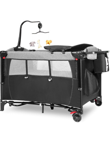 Cuna 5 en 1 Portátil Kite Baby - Cambiador, Parque Infantil, Colchón