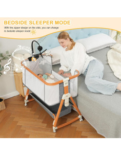 Cuna Lateral 3 en 1 BLBGDD Ajustable con Juguetes Musicales 2