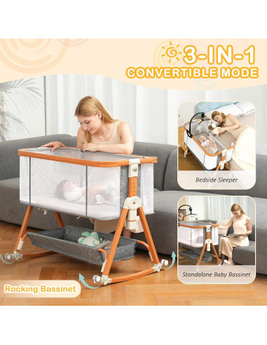 Cuna Lateral 3 en 1 BLBGDD Ajustable con Juguetes Musicales