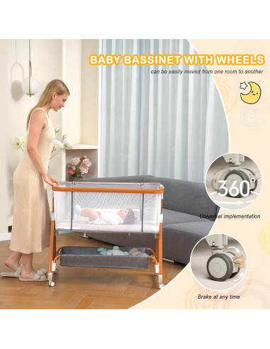 Cuna Lateral 3 en 1 BLBGDD Ajustable con Juguetes Musicales