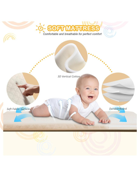 Cuna Lateral 3 en 1 BLBGDD Ajustable con Juguetes Musicales