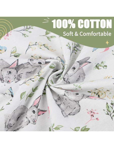 Funda Reversible para Lounger de Bebé Algodón Conejo Verde