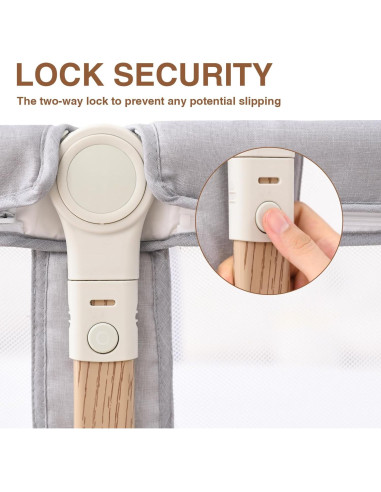 Cuna de Lado Plegable Venowu Gris con Malla Transpirable