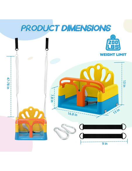 Columpio Plegable para Niños Yozoia Azul con Arnés de Seguridad