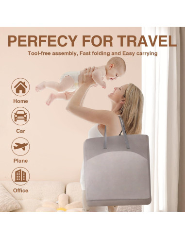Cuna de Lado Plegable Venowu Gris con Malla Transpirable
