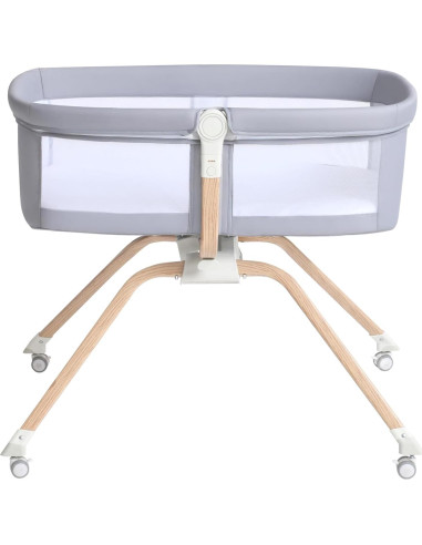 Cuna de Lado Plegable Venowu Gris con Malla Transpirable