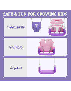 Columpio y Saltador 2 en 1 JWPEHOE Rosa Plegable con Cojín 2