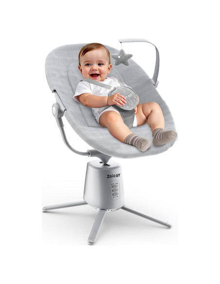Columpio Eléctrico para Bebés Zoicay Gris con 3 Modos y 5 Velocidades