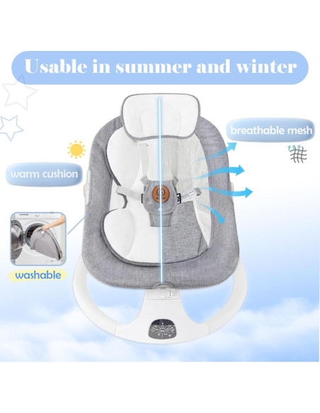 Columpio Eléctrico para Bebés NEZMDI con Control Remoto 5 Velocidades