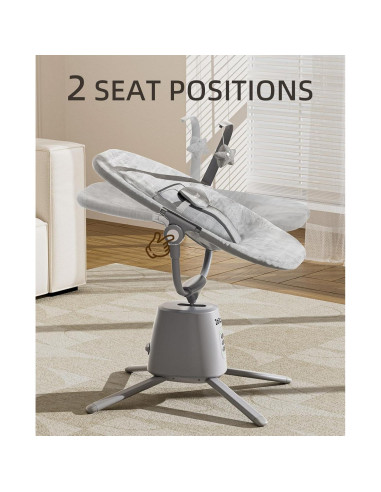 Columpio Eléctrico para Bebés Zoicay Gris con 3 Modos y 5 Velocidades
