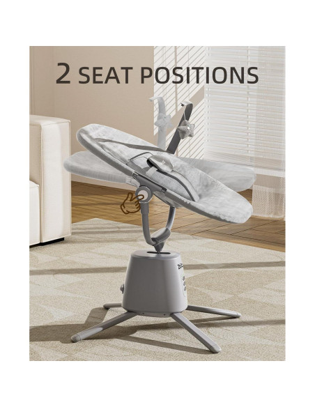 Columpio Eléctrico para Bebés Zoicay Gris con 3 Modos y 5 Velocidades