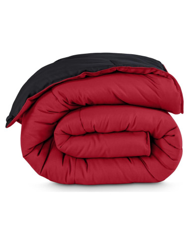 Edredón Completo Bare Home Reversible Microfibra Negro/Rojo