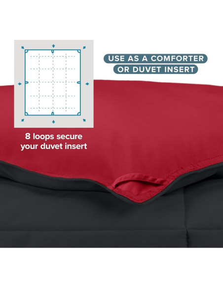 Edredón Completo Bare Home Reversible Microfibra Negro/Rojo