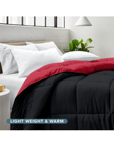 Edredón Completo Bare Home Reversible Microfibra Negro/Rojo