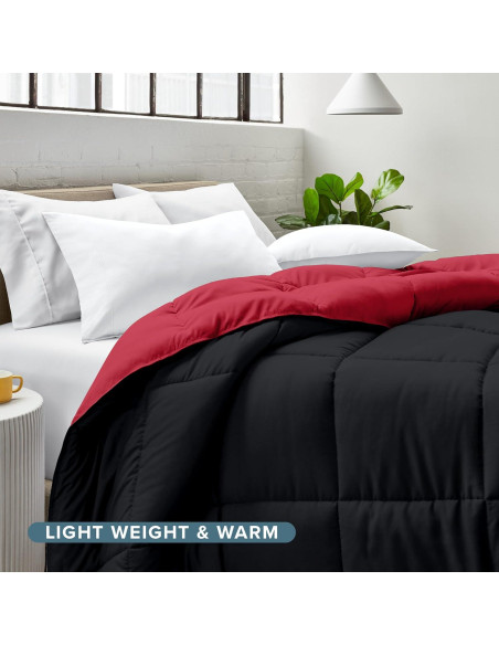 Edredón Completo Bare Home Reversible Microfibra Negro/Rojo