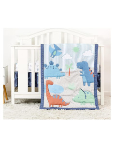 Juego de Ropa de Cuna 3 Piezas YCDTMY Dinosaurio Azul
