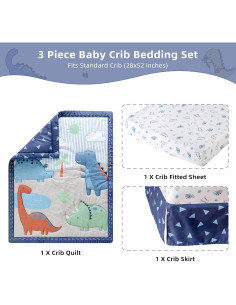 Juego de Ropa de Cuna 3 Piezas YCDTMY Dinosaurio Azul 2