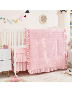 Juego de Ropa de Cuna 3 Piezas NacoMoco Rosa Bohemio 2