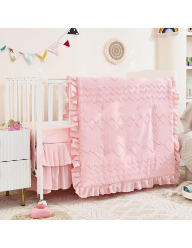 Juego de Ropa de Cuna 3 Piezas NacoMoco Rosa Bohemio