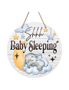 Cartel de Puerta Shhh Bebé Durmiendo Deroro 30.48 cm Azul