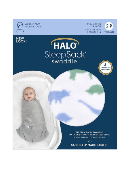Saco de Dormir HALO Ajustable 3 Formas Dinosaurios 0-6 Meses