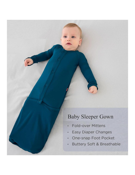 Bata de Dormir Unisex para Bebé 0-6 Meses Viscosa Bambú Azul