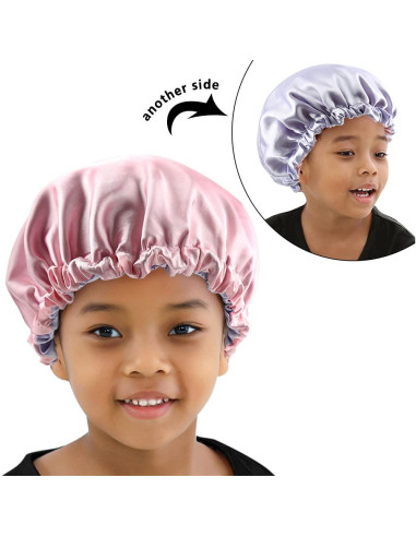 Gorro de Satén Ajustable para Dormir Niños ELIHAIR Rosa/Púrpura