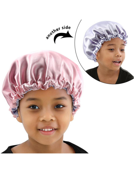 Gorro de Satén Ajustable para Dormir Niños ELIHAIR Rosa/Púrpura