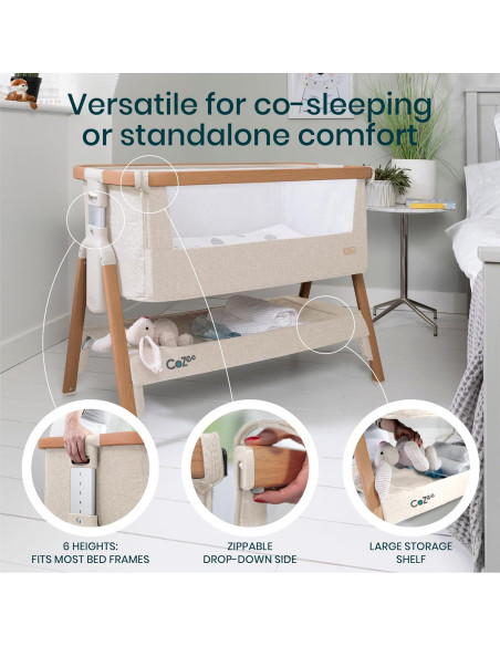 Cuna Lateral Plegable CoZee Tutti Bambini - 6 Alturas, Colchón Incluido