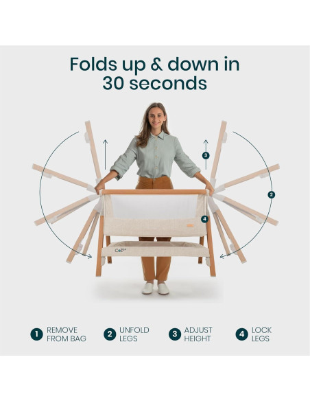 Cuna Lateral Plegable CoZee Tutti Bambini - 6 Alturas, Colchón Incluido