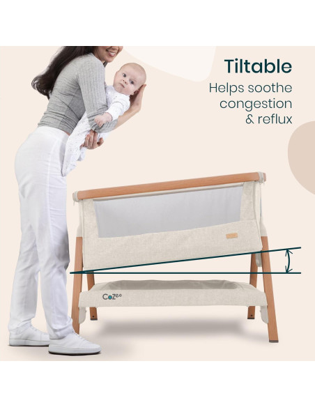Cuna Lateral Plegable CoZee Tutti Bambini - 6 Alturas, Colchón Incluido