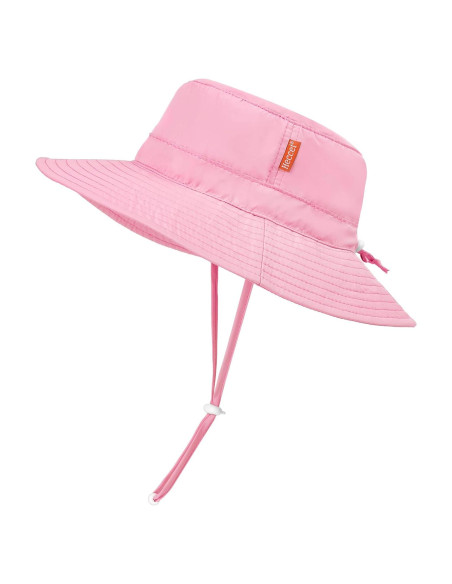 Gorro de sol HECCEI para bebé UPF 50+ ajustable rosa 6-24 meses