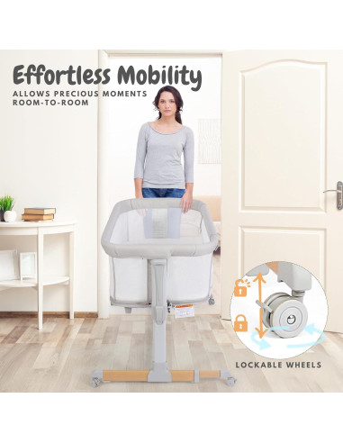 Cuna 3 en 1 Bicystar Co-Sleeper Ajustable con Colchón 9 kg