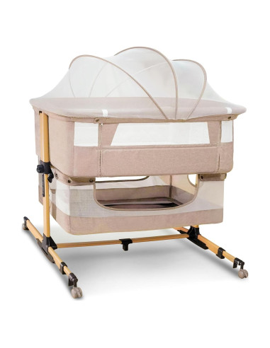 Cuna 3 en 1 Cutebeams Rosa con Colchón y Lados de Malla